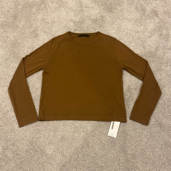 Jenni Kayne Mercer Crewneck Amber Brown Merino Wool - Size medium EUC - Picture 4 of 11
